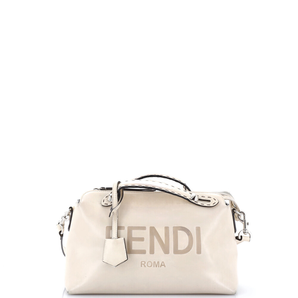 Fendi Medium Logo By The Way Satchel Embossed Leather